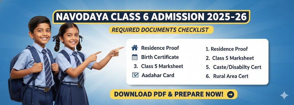 Navodaya Class 6 Documents List 2025-26